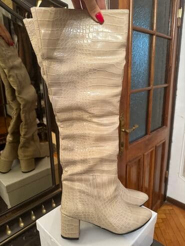 черные мужские сапоги: Ботфорты, Размер: 37, цвет - Бежевый, Новый — 3