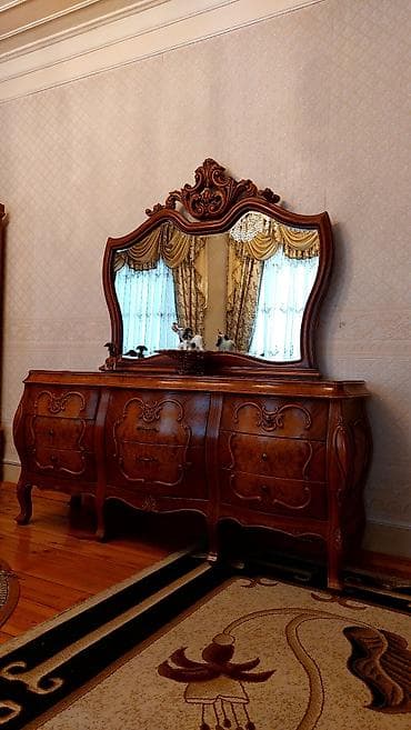 atma taxta: Qonaq otağı üçün, İşlənmiş, Dördbucaq masa, 6 stul — 1