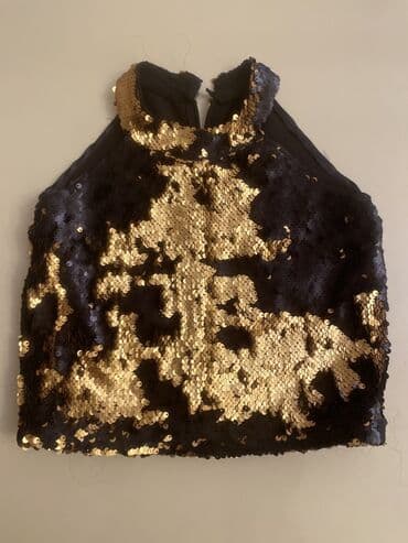 Qara-qızılı payetli iki hissəli ziyafət dəsti - Üst: Boyundan