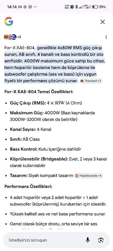 ses güçlendirici: FOR-X XAE-804 avtomobil gücləndirici Şəkilində bütün göstəricilər var — 2