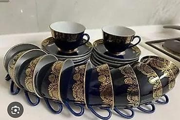 bostan yolu: Çay dəsti, rəng - Göy, Farfor, SSRİ — 3