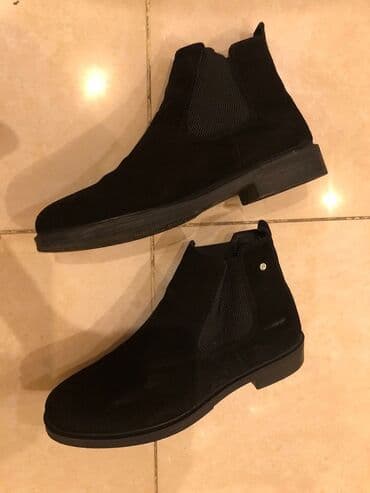 замшевые мужские ботинки: Məhsul: Qara rəngli kişi botları (Chelsea üslubu) - Material: Yumşaq — 5