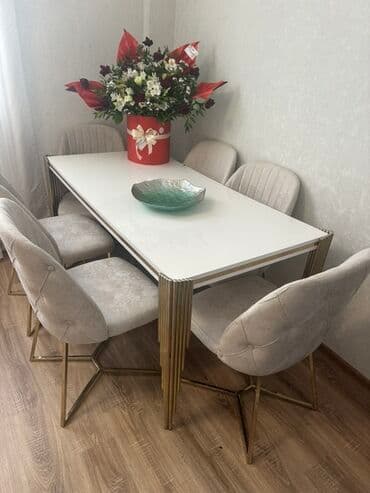 Mətbəx üçün, Açılmayan, Dördbucaq masa, 6 stul