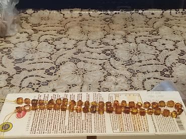 das sekilleri: Kəhrəba muncuq dəsti – boyunbağı üçün hazır saplanmış sıra - — 4