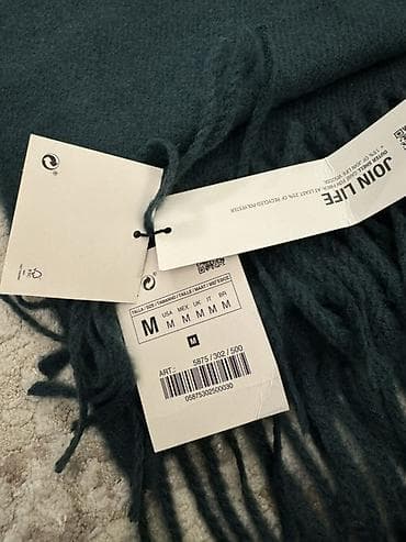 kişi ayaqqabları: ZARA kişi şarfı – tükcüklü kənarlı model - Rəng: tünd yaşıl — 2