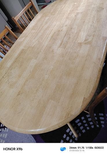 kuxna stol: Qonaq masası, Açılmayan, Taxta, Oval masa — 5