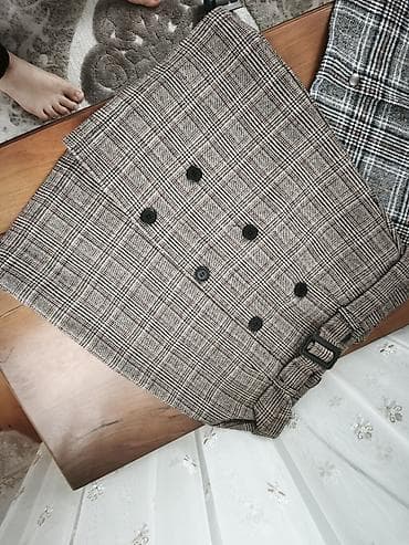 tulum paltar: Qadın ətəkləri – 2 ədəd dəst - Dizayn: xanalı (qarışıq rəngli boz — 6