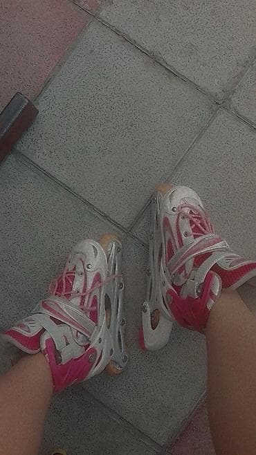 şuadan qoruyan eynək: Tənzimlənən təkərli konki (inline skates) - Rəng: çəhrayı/boz-ağ — 1