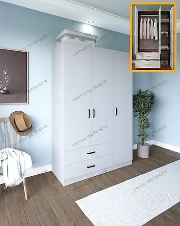 dolab ucuz: 3 Qapılı Dolab Geyimlərinizi nizamlı saxlamaq üçün ideal, geniş — 1