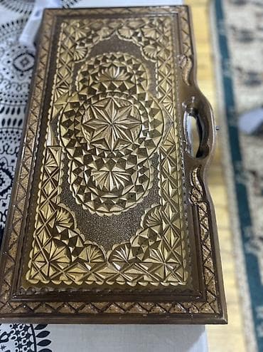 Спортивные игры: Əl oyma naxışlı taxta nərd taxtası - Material: keyfiyyətli bərk ağac — 1