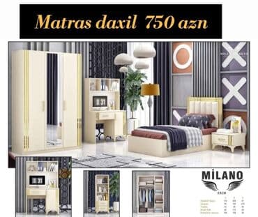 ders masaları: İkinəfərlik çarpayı, Termo, Dolab, 2 tumba, Azərbaycan, Yeni — 8