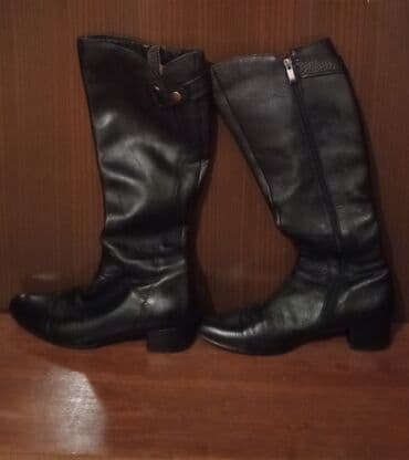 женские резиновые сапоги: Ботфорты, Размер: 38, цвет - Черный, Б/у — 2