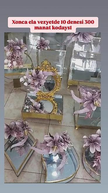 Xonça dəsti – güzgülü və şüşəli vitrin/tray kompozisiyaları - Klassik