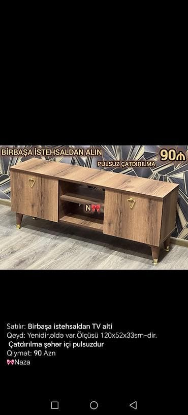 mebelər: Yeni, Düz TV altlığı, Polkalı, Laminat — 1