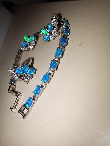 Toy paltarları və aksesuarları: Zərif və eleqant 925 əyar gümüş dəst. Təbii opal daşlarla işlənib — 1