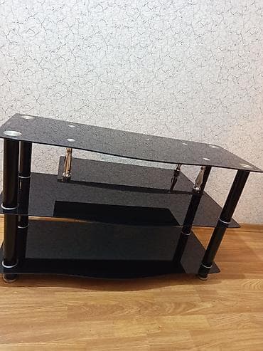 plastik rəf: Düz TV altlığı, Polkalı, Şüşəli — 2