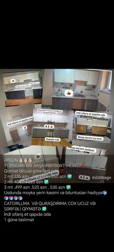 turk metbex mebelleri: Mətbəx mebeli, müxtəlif ölçülərdə və dizaynlarda. Rəng seçimi — 1