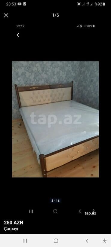 Çarpayılar: Yeni, İkinəfərlik çarpayı, Bazasız, Matras ilə, Siyirməsiz, Azərbaycan — 19