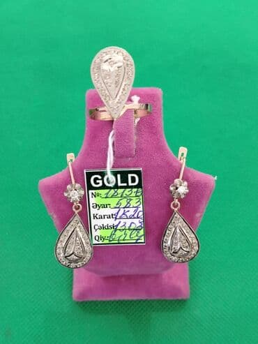 1 qram qizilin qiymeti: Dəstə daxildir: Sep, Kulon, Üzük, Sarı qızıl — 2