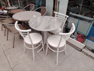 toxunma saplar satisi: Yeni, Yumru masa, 3 stul, Açılmayan, Stullar ilə, Dəri, Azərbaycan — 1