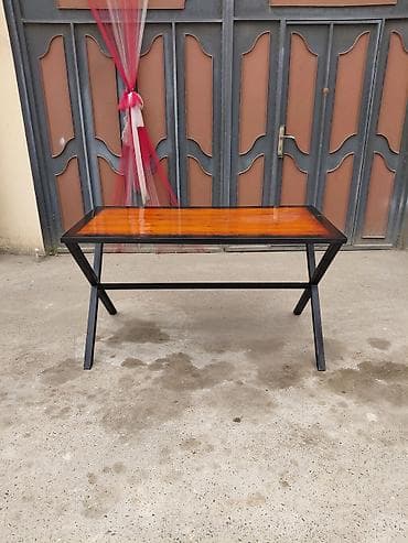 60 70 masa: Dördbucaq masa, Açılmayan, Skameykalar ilə, Metal — 4