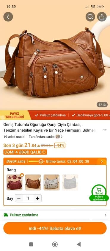 женские сумки с декоративным ремнем: Sifarişlə gətirilib, iki ədəd gəldiyi üçün biri satılır. Təzədir — 1