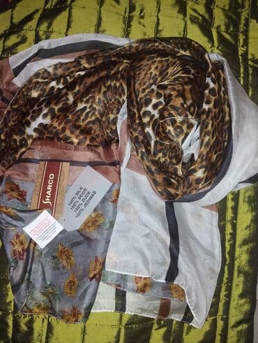 qadın şarfları snuda: Шарф женский натуральный шелк Тонкий шелковый шарф sharco индия — 1