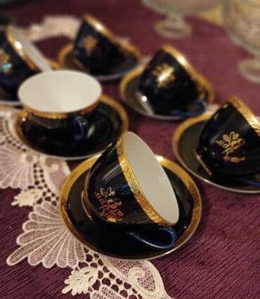 чайный сервиз барановка ссср: Çay dəsti, rəng - Göy, Farfor, 6 nəfərlik, SSRİ — 3