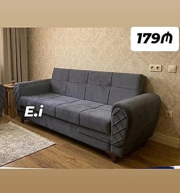 Boz rəngli, geniş oturma sahəsinə malik 3 nəfərlik divan