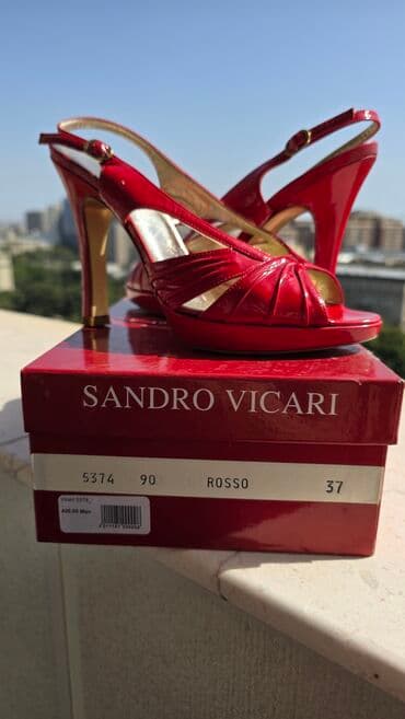 женские босоножки на танкетке: Sandro Vicari qadın ayaqqabısı - Rəng: Rosso (parlaq qırmızı) - Ölçü — 1