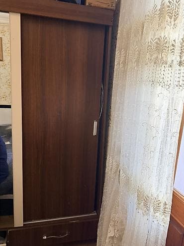 qapi ustu: 2 qapılı, Güzgülü, Qəhvəyi, Taxta, Kupe, Düz dolab — 2