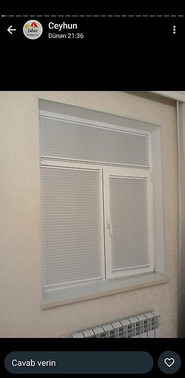 Ağ rəngdə jalüz pərdə sistemi - Material: horizontal lamelli