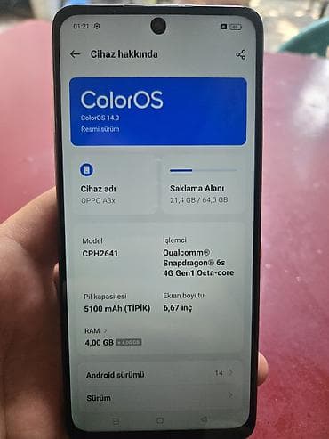 diz usdu komputer: Oppo A3x, 64 GB, rəng - Qara — 4