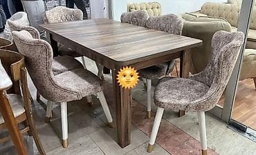 stol stul metbex ucun: Qonaq otağı üçün, Yeni, Dördbucaq masa, 6 stul — 1