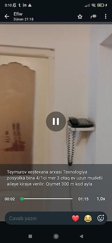 maştagada evlər: Kirayə verilir: Teymurov xəstəxanasının arxası, Texnologiya — 1