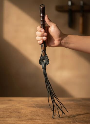 Информатика: Dəri qamçı – dekorativ/aksesuar - Material: cilalanmış taxta qulplu — 1