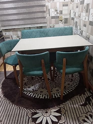 Mətbəx üçün, Açılmayan, Dördbucaq masa, 4 stul