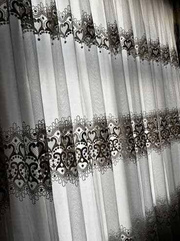 yuxuda tül pərdə görmək: Pərdə dəsti – tül və qaraotu - Tül: Ağ rəngli, yüngül və şəffaf — 1