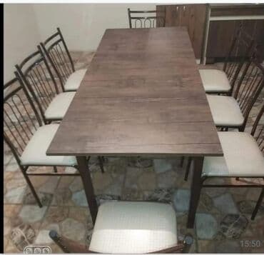 Masa və oturacaq dəstləri: Mətbəx üçün, Yeni, Açılmayan, Kvadrat masa, 6 stul — 5