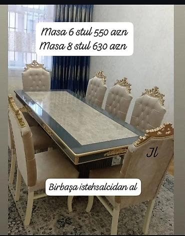 sut sağan: Qonaq otağı üçün, Açılmayan, Dördbucaq masa, 6 stul — 1