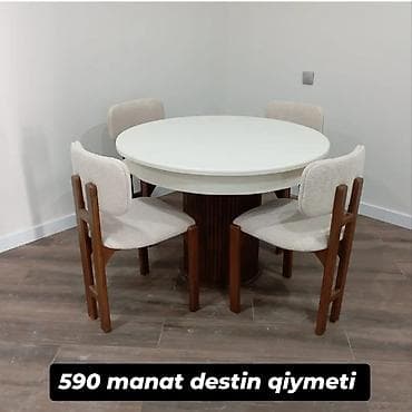 Mətbəx üçün, Yeni, Açılmayan, Yumru masa, 4 stul