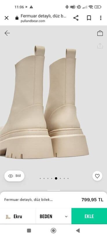 qiz ucun botlar: Pull&Bear, Ölçü: 40, rəng - Ağ, İşlənmiş — 6