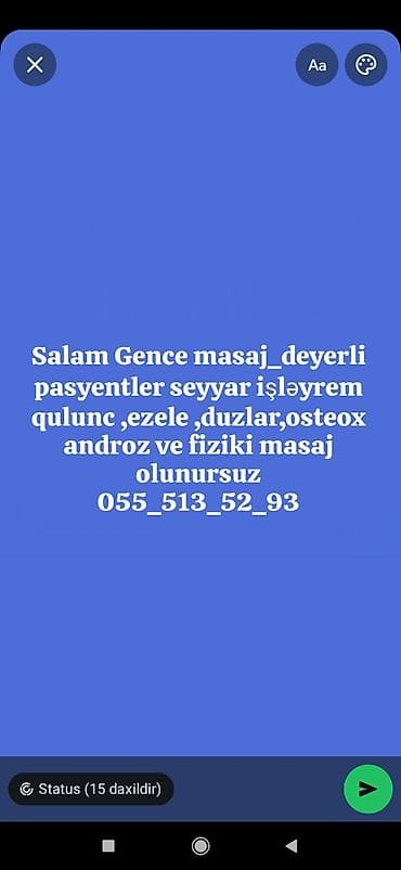 ucuz plastik: Gəncə şəhərində səyyar masaj xidməti. Təkliflər: - Quluncun aradan — 1