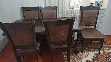 masa ve stullar: Qonaq otağı üçün, Açılmayan, Dördbucaq masa, 6 stul — 2