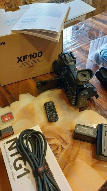 ses yazan cihaz: Canon XF100 və aksesuarları: Əlavə tripod, Əlavə yaddaş kartları(3 — 2