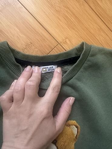 rezin botinkalar: Uşaq sviteri (sweatshirt) - Rəng: zeytun-yaşıl - Üzərində plyuş — 4