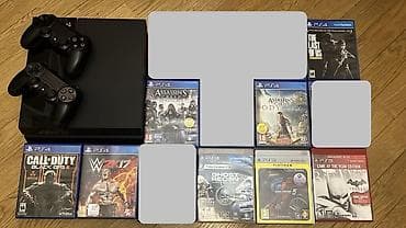 Playstation 4 2 pult + 10 ədəd ps4 + 3 ədəd ps3 diski satılır. Üstündə