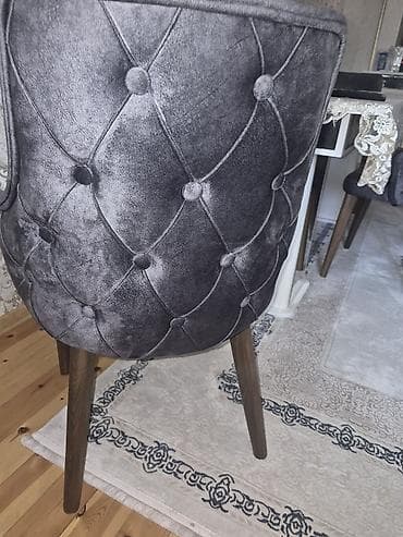 villur parcalar: Zərif dizaynlı yemək otağı kreslosu - Material: Yumşaq, məxməri — 1