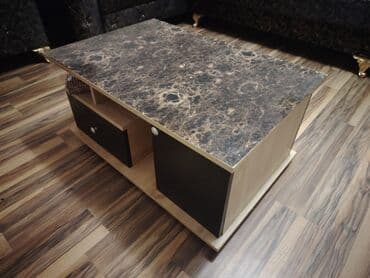 стеклянный журнальный стол: Düz masa, Açılmayan, Təkərli, Parlaq laminat, Zəmanətsiz — 2