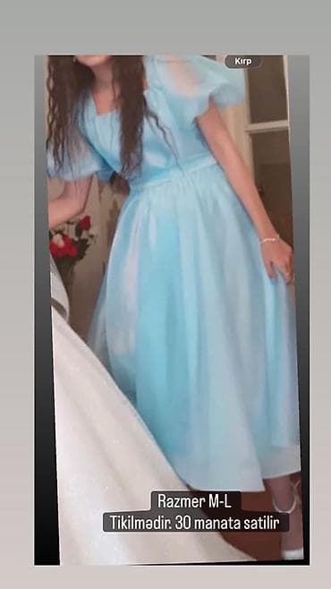 gelinlik donlar: Qadın geyimləri – donlar 1) Firuzəyi rəngli ziyafət donu - Ölçü — 3